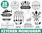 Kitchen Monogram SVG Bundle, Monogram SVG, Split Monogram svg, Baking Monogram svg, Cooking svg, Potholder svg, Kitchen svg png Files Cricut