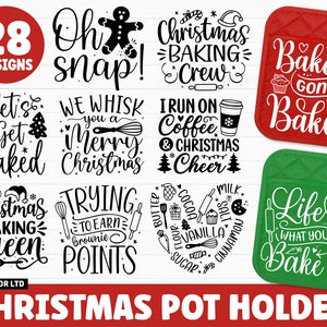 Christmas Pot Holder SVG Bundle, Potholder SVG, Christmas SVG Bundle, Christmas Potholders svg, Kitchen svg, Baking svg, svg Cut File Cricut