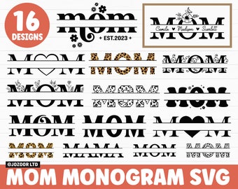 Mom Monogram SVG Bundle, Mama SVG, Mom Monogram SVG, Split Monogram svg, Mothers day svg, mom split svg, mom of boys girls shirt svg Cricut