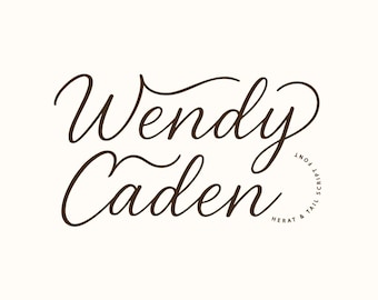 Script Font, Font with Hearts, Font with Tails, Heart Font, Wedding Font, Cursive Font, Font for Cricut, Script Font SVG - Wendy Caden Font