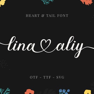 Script Font, Font with Hearts, Font with Tails, Heart Font, Font for Cricut, Cursive Font, Wedding Font, Script Font SVG, Habiby Font