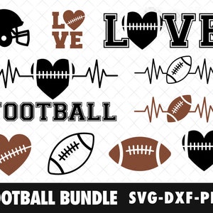 Fußball SVG Bundle, Fußballball Herz svg, Fußball svg, Fußball-Svg-Dateien Cricut Silhouette, American Football Umriss SVG-Schnittdateien