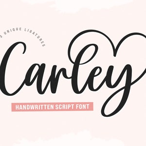 Fuente de escritura, fuente con corazones, fuente cursiva, fuente con colas, fuente de boda con forma de corazón, fuente Cricut, fuente para Cricut, fuente de escritura SVG - Carley Font