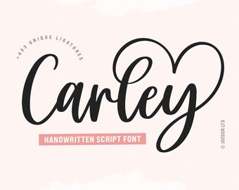 Script Font, Font with Hearts, Cursive Font, Font with Tails, Heart Wedding Font, Cricut Font, Font for Cricut,Script Font SVG - Carley Font