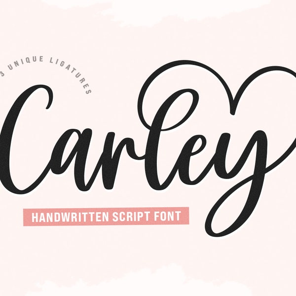Script Font, Font with Hearts, Cursive Font, Font with Tails, Heart Wedding Font, Cricut Font, Font for Cricut,Script Font SVG - Carley Font