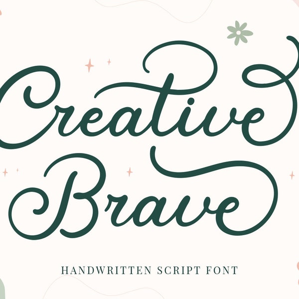 Script Font, Handwritten Font, Font with Tails, Flourish Wedding Font, Cursive Font, Font for Cricut, Script Font SVG - Creative Brave Font