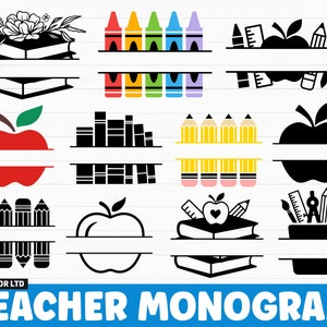 Teacher Monogram SVG, Teacher Name SVG, Teacher SVG, teacher Shirt svg, Back to School svg, teacher Gift svg, Split monogram svg png Cricut