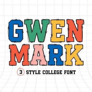 Fonte Varsity, fonte universitária SVG, fonte esportiva, fonte Jersey, fontes dos EUA, fonte do alfabeto Varsity College SVG, fonte Cricut SVG - Fonte Gwen Mark