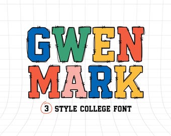 Varsity Font, College Font SVG, Sports Font, Jersey Font, USA fonts, Varsity College Alphabet SVG Font, Cricut Font svg - Gwen Mark Font