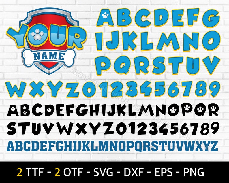 Paw Patrol font paw patrol svg paw patrol font SVG DXF | Etsy