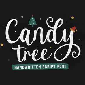 Fuente script, fuente navideña, fuente navideña, fuente manuscrita, fuente cursiva, fuente navideña SVG, fuente Cricut, fuente de boda, fuente Candy Tree