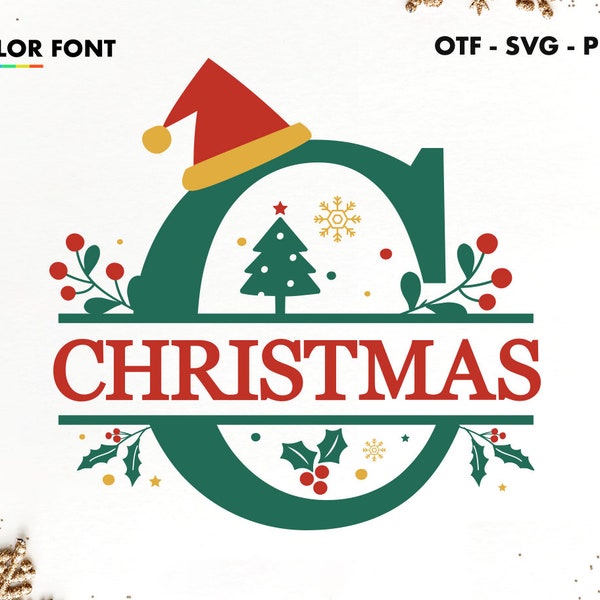 Christmas Monogram SVG Font, Christmas Split SVG, Christmas Split Alphabet Letters, Christmas Font svg Cricut, Christmas Ornaments SVG font