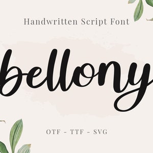Fuente Script, Fuente manuscrita, Fuente cursiva, Fuente Script SVG, Fuente Cricut, Fuente de caligrafía, Fuente de boda, Fuente hinchable moderna, Fuente Bellony
