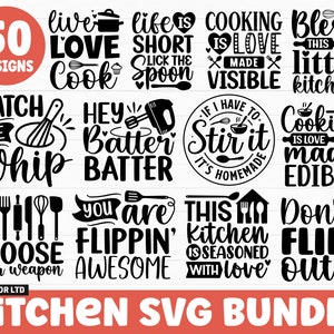 Pacote SVG de cozinha, SVG de cozinha, Citações de cozinha SVG, Monograma de cozinha svg, Baking svg, Cooking svg, Potholder svg, Kitchen svg Arquivos Cricut