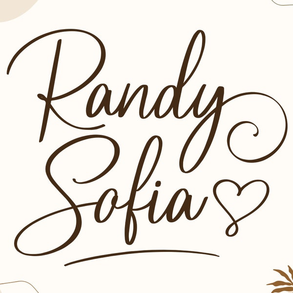 Schreibschrift, Schriftart mit Herzen, Schriftart mit Schnörkeln, Herzschrift, Hochzeitsschrift, Kursivschrift, Schriftart für Cricut, Schreibschrift SVG – Randy Sofia Schriftart