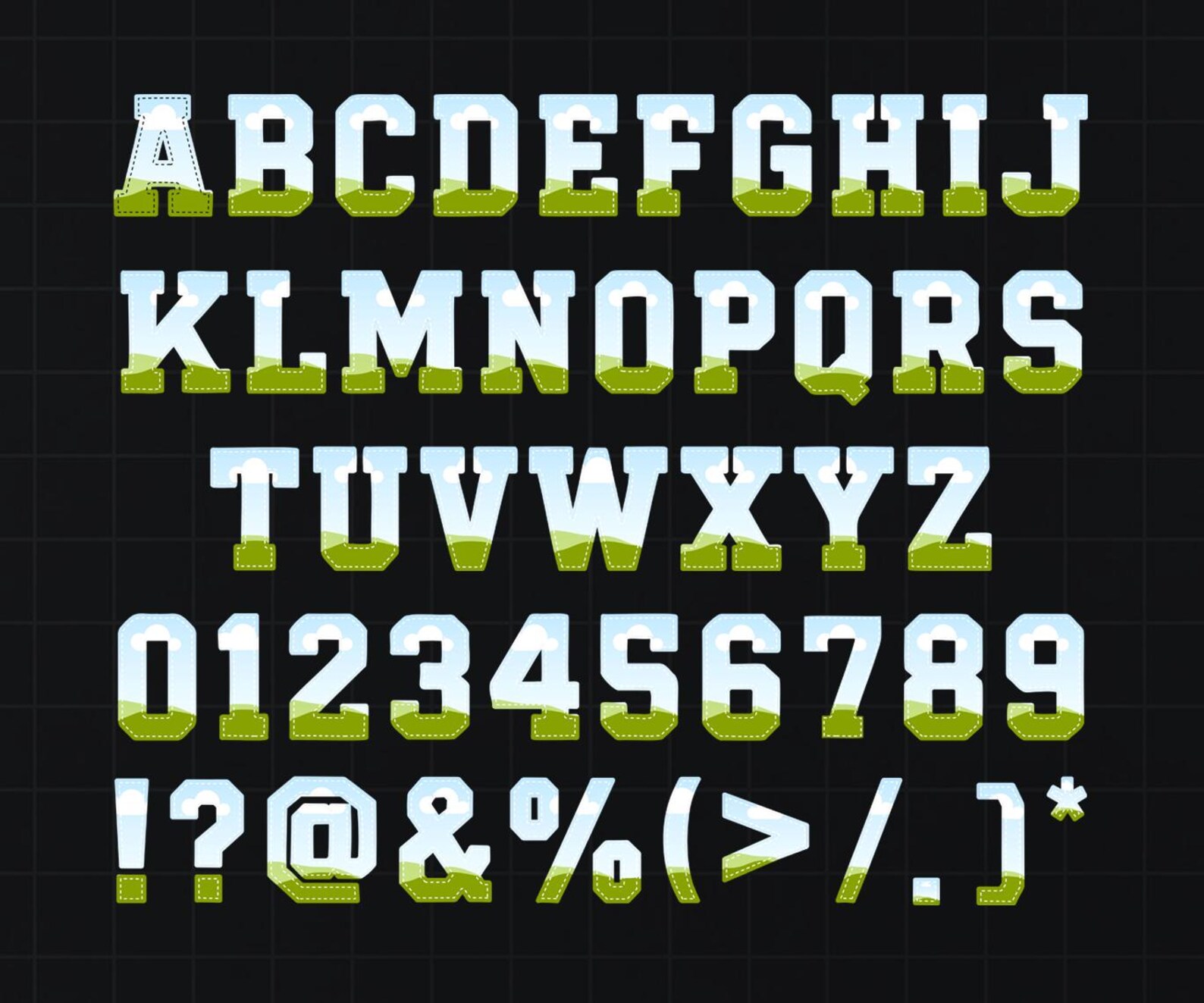Canva Frame Template Alphabet Varsity Font Letters, USA Font, Fill in ...