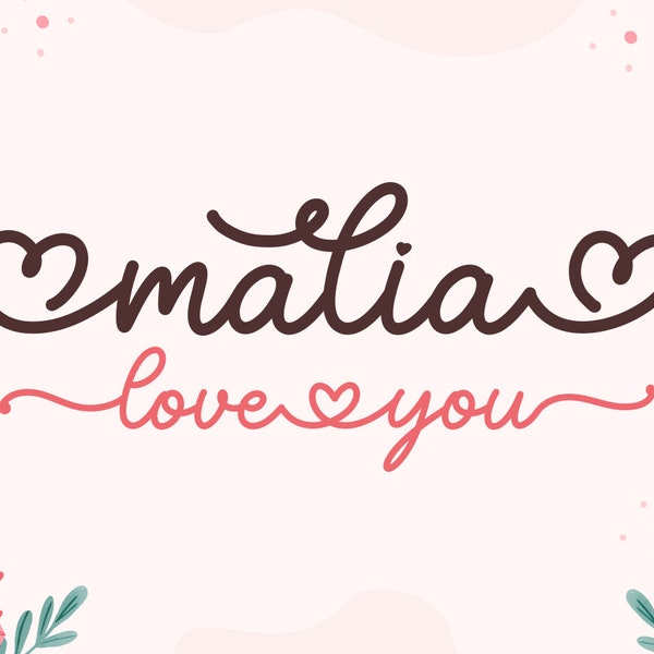 Script Font, Font with Hearts, Font with Tails, Heart Font, Wedding Font, Cursive Font,Font for Cricut,Script Font SVG - Malia Love You Font