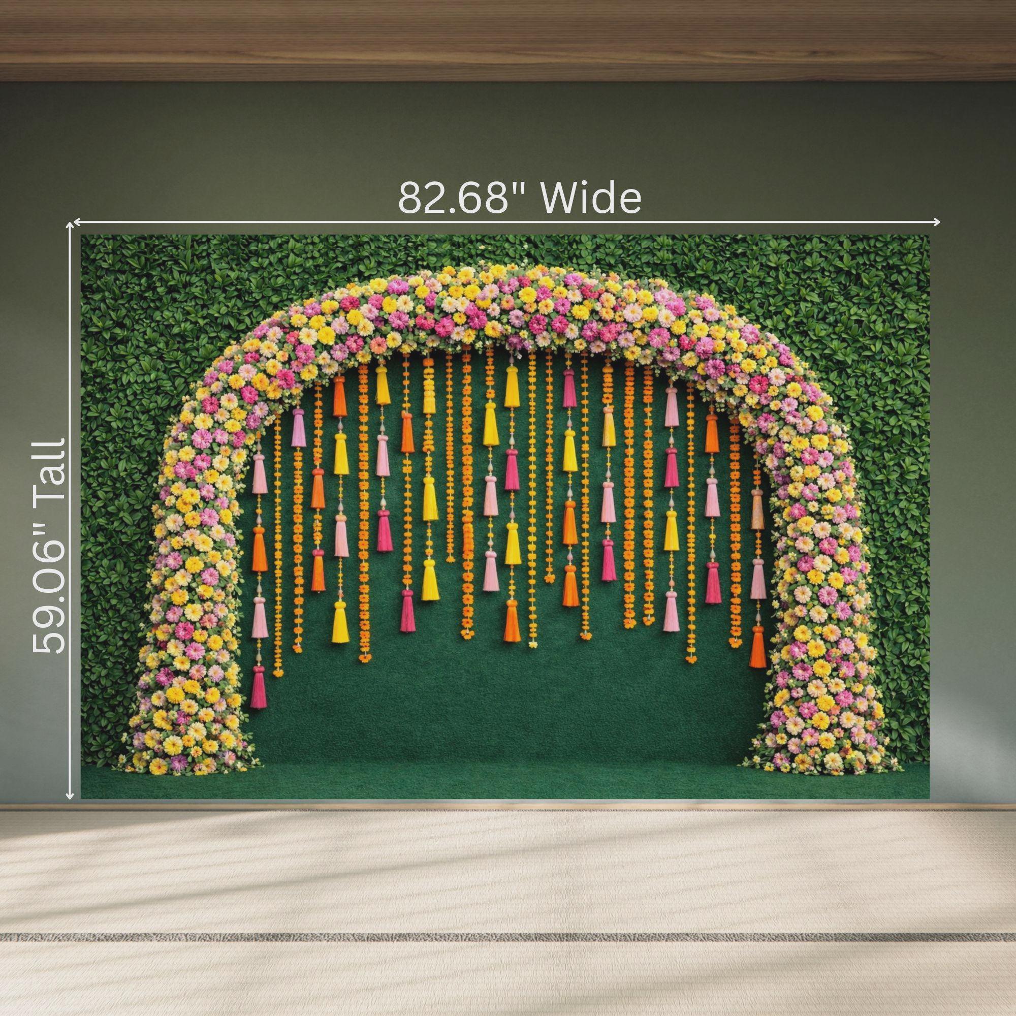 1pc 2D Floral Arch Backdrop Botanical Green Leaves Large Colorful ...