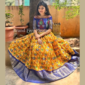 Ikkat pattu long dresses online clearance shopping