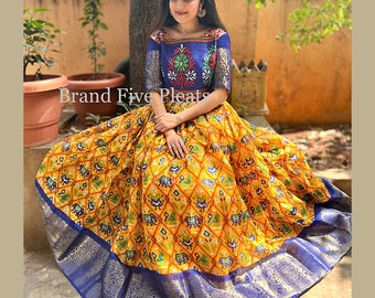 Indian Ikat Lehenga and Crop Top Ikat Printed Lehenga Skirt Floral