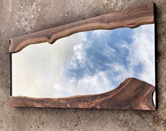 Live edge walnut framed mirror