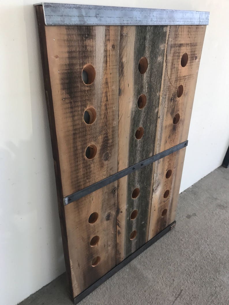 Riddling Wine Rack Rustic Reclaimed Wood and Industrial Steel - Etsy