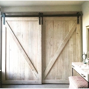 Reclaimed Douglas Fir whitewashed Barn Door