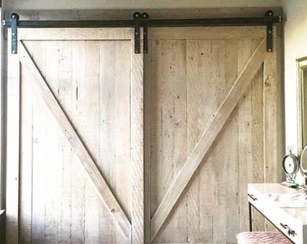 Reclaimed Douglas Fir whitewashed Barn Door