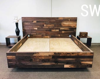 Walnut king size platform bedroom set