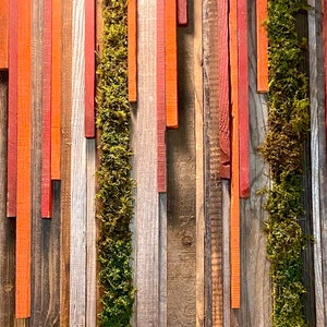 Sunset Hanging Garden rustic reclaimed redwood wood and moss Wall Art Panel image 4