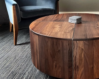 Walnut drum sale coffee table