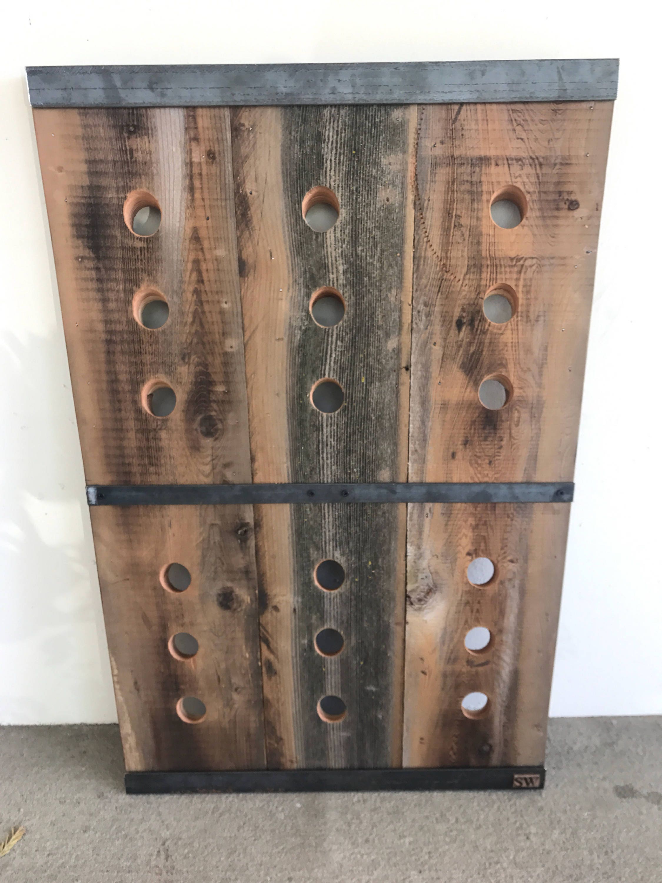 Riddling Wine Rack Rustic Reclaimed Wood and Industrial Steel - Etsy