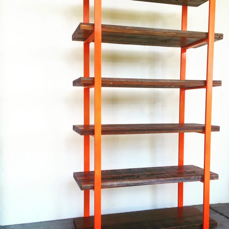 View of Reclaimed Wood Bookcase - Etsy