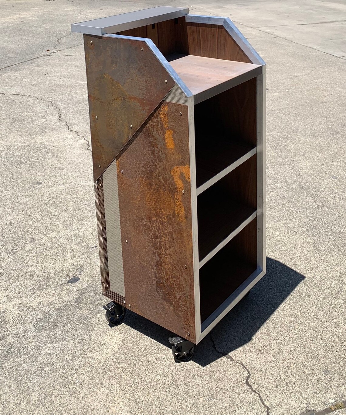 Hostess Desk Hostess Stand Mixed Metal Design Etsy