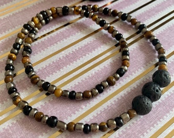 Pulsera de cuentas de capa / envoltura 2 en 1 -- Pulsera difusora de aceite esencial de aromaterapia -- Regalo personalizado