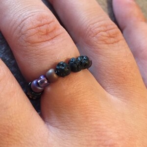 Anillo apilable difusor de aceite esencial Conjunto de 3 -- Anillos de aromaterapia -- Lava natural y piedras preciosas imagen 6