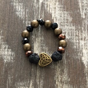 Anillo apilable difusor de aceite esencial Conjunto de 3 -- Anillos de aromaterapia -- Lava natural y piedras preciosas imagen 2