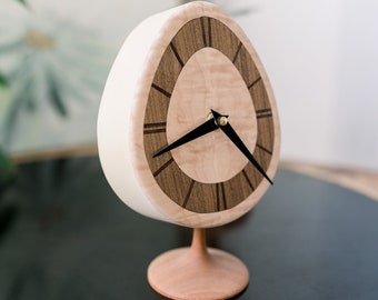Retro Advocado Shaped Clock In Maple Wood, Mid Century Inspired Egg Clock, Blackwell Woodworks