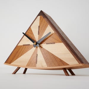 Pyramid Mantel Clock by Blackwell Woodworks, Modern Triangle Desk Clock ...