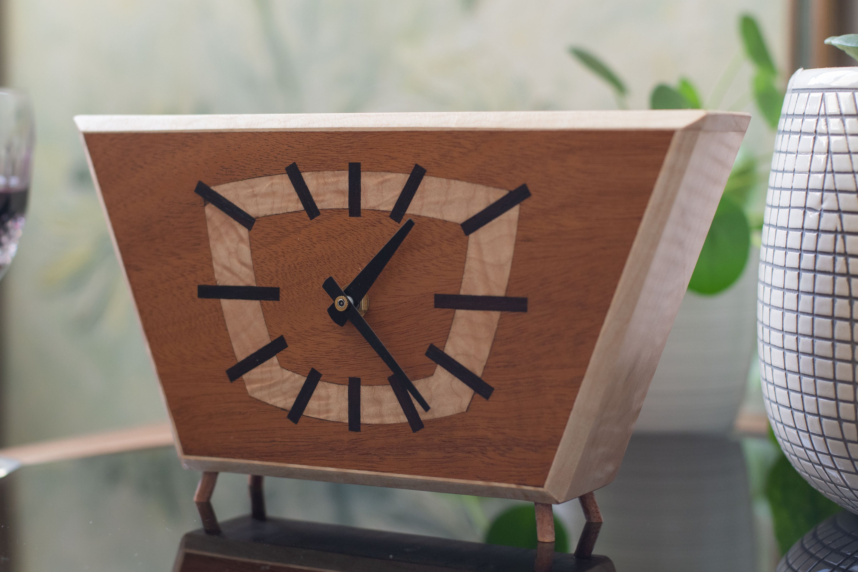 Trapezoid Mid Century Modern Clock, Art Deco Clock, MCM furniture