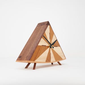 Pyramid Mantel Clock by Blackwell Woodworks, Modern Triangle Desk Clock ...