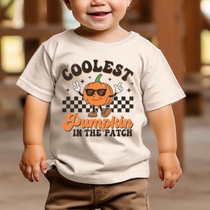 Coolest Pumpkin Toddler Shirt - Retro Fall Halloween Tee