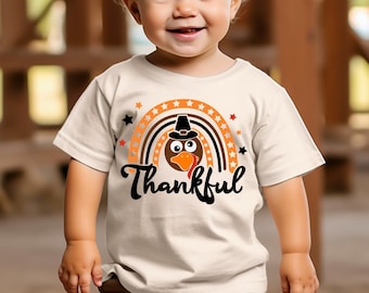 Thankful Turkey Kids Shirt - Thanksgiving Toddler Shirt