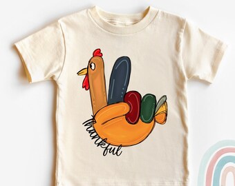 Thankful Turkey Kids Shirt - Thanksgiving Toddler Tee