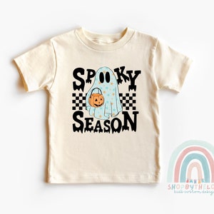 Spooky Season Toddler Shirt - Retro Halloween Kids Shirt - Cute Ghost Natural Toddler Tee