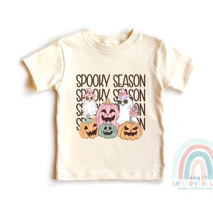 Spooky Season Toddler Shirt - Retro Halloween Kids Shirt - Cute Ghost Natural Toddler Tee