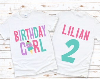 Ice Cream Birthday Shirt |Girl Second birthday Shirt | Ice Cream Birthday Shirt | 2nd Girls Birthday Shirt-Ice Cream Shirt.