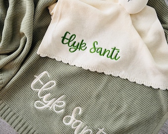 Personalized Embroidered Baby Blanket & Bunny Lovey Gift Set