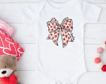 Personalized Kids Valentine Shirt: Valentine’s Day Coquette Bow Shirt