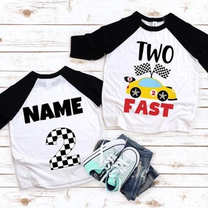 Racecar 2nd Birthday Boy T-Shirt: Two Fast Party